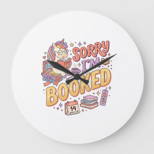 Unicorn Sorry I'm Booked Whimsical Zazzle Design_1 Large Clock