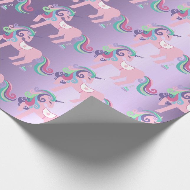 Unicorn Sparkl Glitter Pink Floral Baby Lavender Wrapping Paper (Corner)