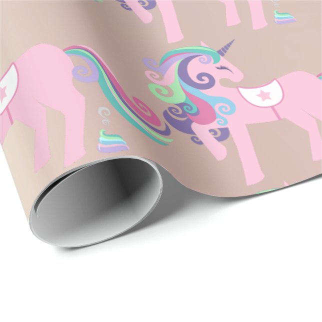 Unicorn Sparkl Glitter Pink Floral Baby Paarly Wrapping Paper (Roll Corner)