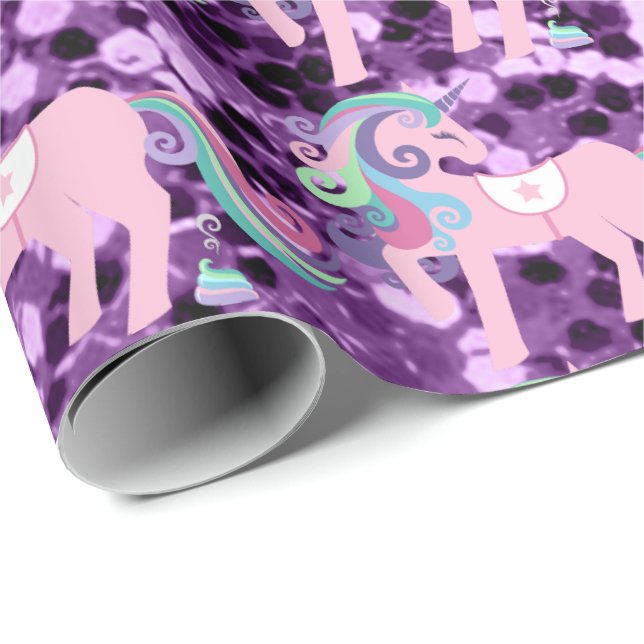 Unicorn Sparkl Glitter Pink Sequin Baby Lavender Wrapping Paper (Roll Corner)