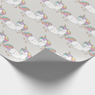 Unicorn Sparkl Glitter Pink Sweet Candy Baby Gray Wrapping Paper
