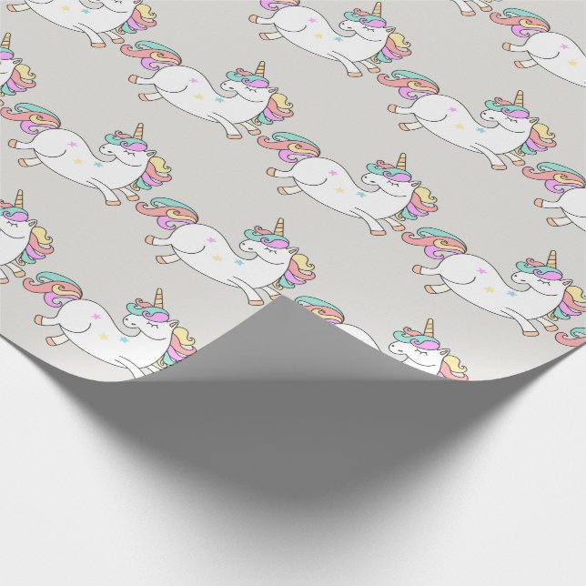 Unicorn Sparkl Glitter Pink Sweet Candy Baby Grey Wrapping Paper (Corner)