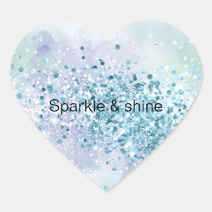 Unicorn Sparkle Aqua Confetti   Heart Sticker