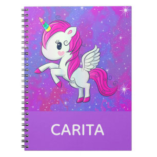 Unicorn Sparkle Personalised Spiral Notebook