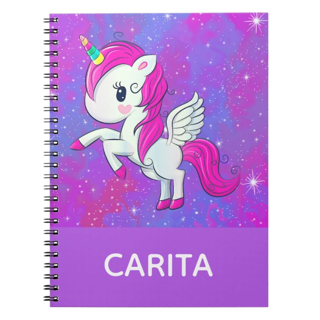 Unicorn Sparkle Personalised Spiral Notebook (Front)