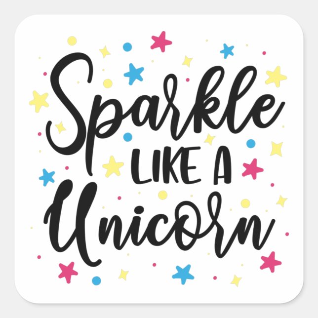 Unicorn Sparkle Square Sticker (Front)