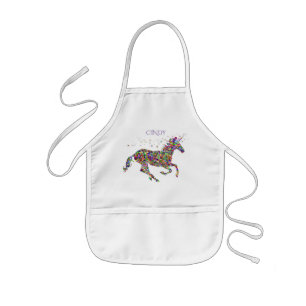 Unicorn sparkling kids apron. Personalised name. Apron