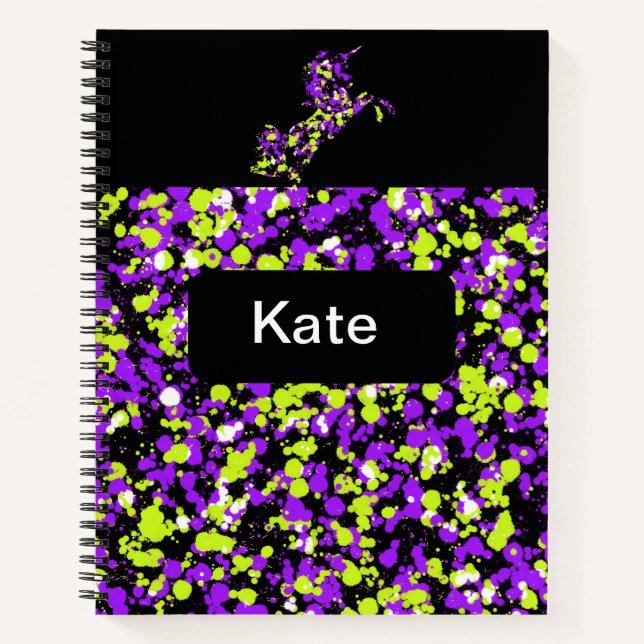 Unicorn Splattered Paint  Notebook (Front)