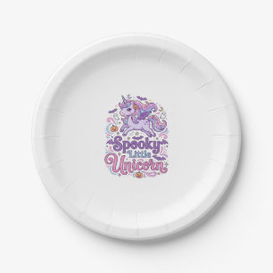 Unicorn Spooky Little Unicorn Retro Style Shirt Gr Paper Plate