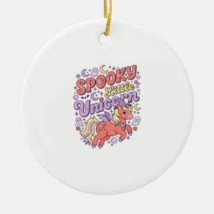Unicorn Spooky Little Unicorn Whimsical White Back Ceramic Tree Decoration