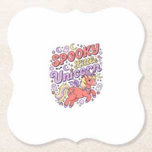 Unicorn Spooky Little Unicorn Whimsical White Back Paper Coaster