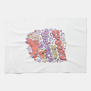 Unicorn Spooky Little Unicorn Whimsical White Back Tea Towel