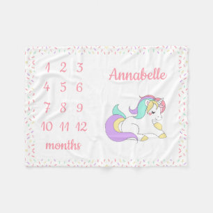 Unicorn Sprinkle Milestone Monthly Baby Blanket