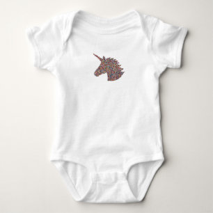 Unicorn Sprinkle Print Pink Baby Bodysuit
