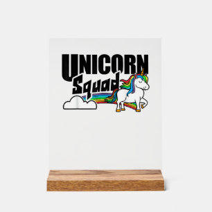 Unicorn Squad Rainbow Unicorns Lover Funny T-Shirt Acrylic Sign