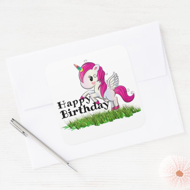 Unicorn  square sticker (Envelope)