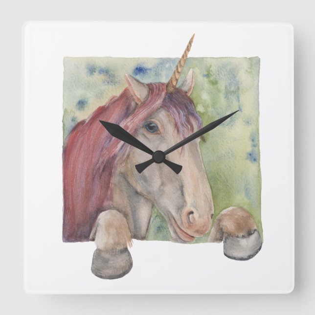Unicorn Square Wall Clock (Front)