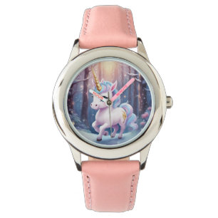 Unicorn - Stainless Steel Pink Leather Strap Watch