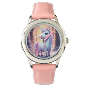 Unicorn - Stainless Steel Pink Leather Strap Watch
