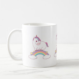 unicorn standing on rainbow coffee mug