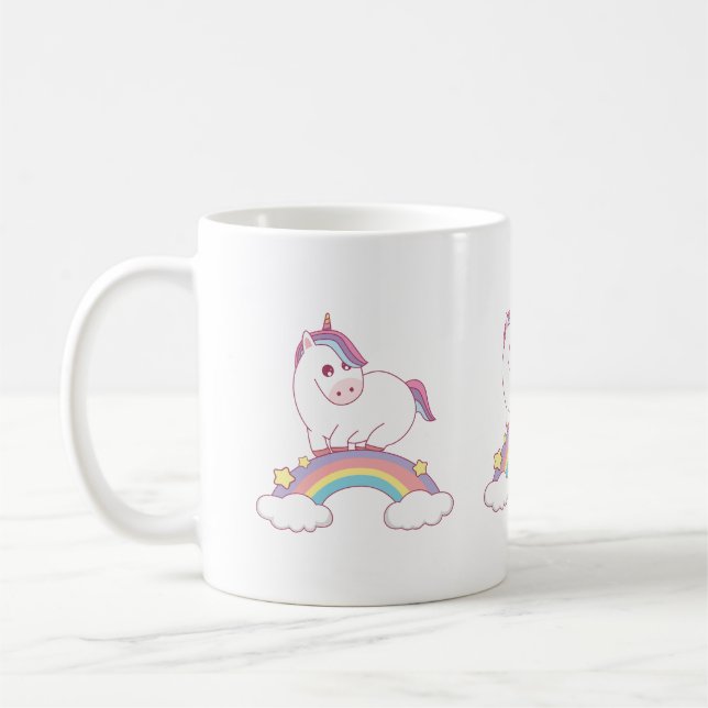 unicorn standing on rainbow coffee mug (Left)