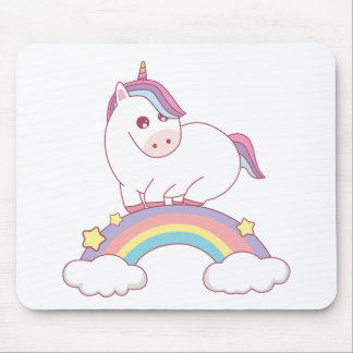 unicorn standing on rainbow mouse mat