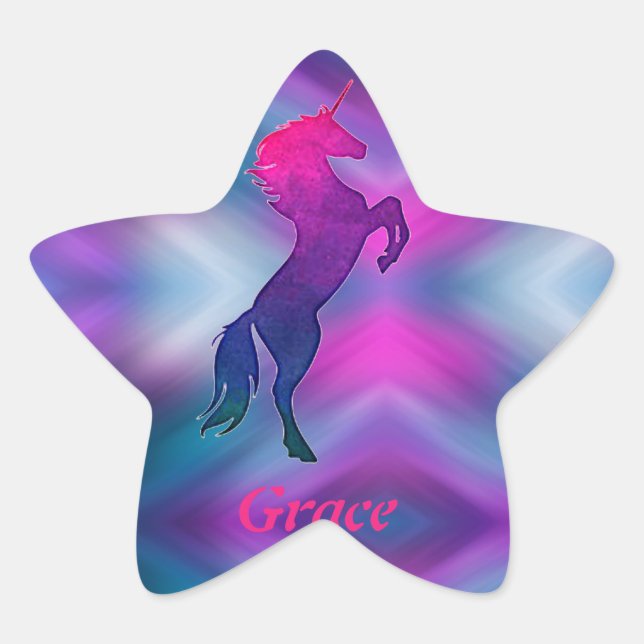 Unicorn Star Stickers with custom name (Front)