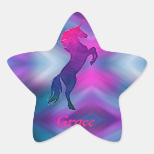Unicorn Star Stickers with custom name