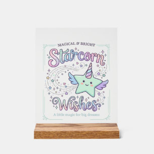 Unicorn Starcorn Wishes Adorable Apparel Graphic_1 Acrylic Sign