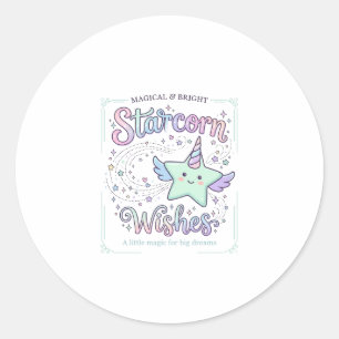 Unicorn Starcorn Wishes Adorable Apparel Graphic_1 Classic Round Sticker
