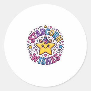 Unicorn Starcorn Wishes Commercial Print on Demand Classic Round Sticker