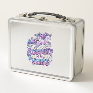 Unicorn Stardust in My Veins Retro Style Cute Gift Metal Lunch Box