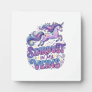 Unicorn Stardust in My Veins Retro Style Cute Gift Plaque
