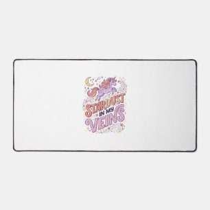 Unicorn Stardust in My Veins Whimsical Merch Desig Desk Mat