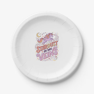 Unicorn Stardust in My Veins Whimsical Merch Desig Paper Plate