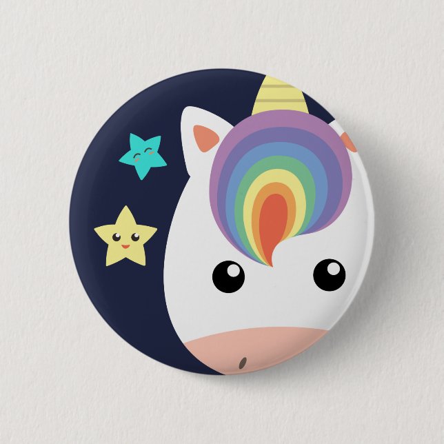 Unicorn & Stars 6 Cm Round Badge (Front)