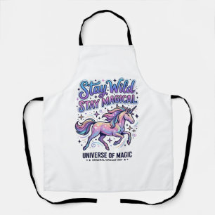 Unicorn Stay Wild Stay Magical Commercial Typograp Apron