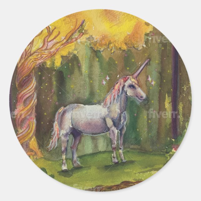 Unicorn stckers classic round sticker (Front)