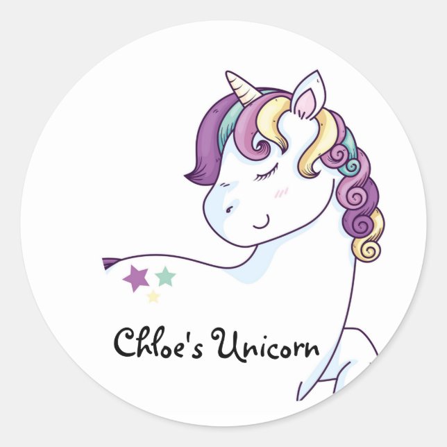 Unicorn Sticker, Classroom Decor, Unicorn  Classic Round Sticker (Front)