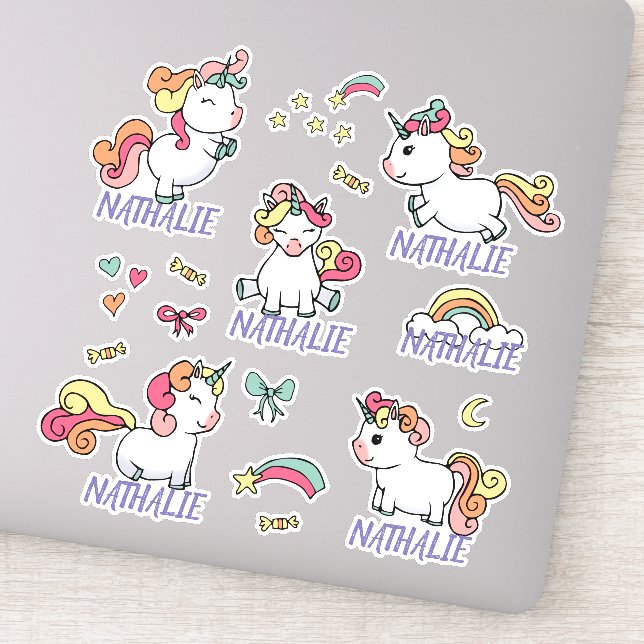 Unicorn sticker sheet with name (Detail)