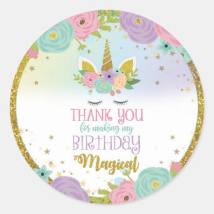 Unicorn Sticker Thank You Making Birthday Magical