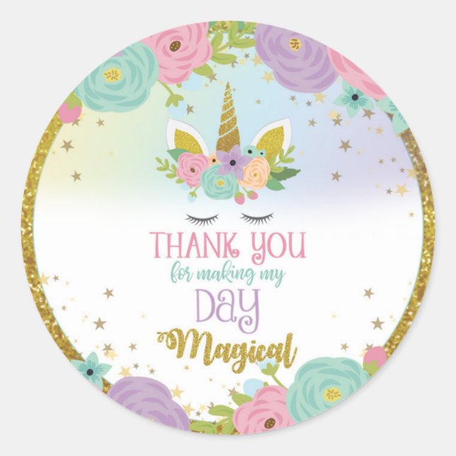 Unicorn Sticker Thank you Making my Day Magical (Front)
