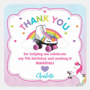 Unicorn Stickers Roller Skating Party Favours Labe