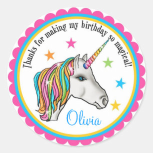 Unicorn Stickers, Unicorn birthday party stickers