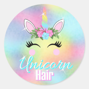 Unicorn Stickers, Unicorn Hair, party favours Classic Round Sticker