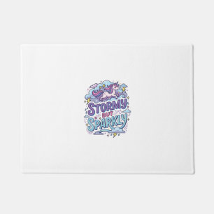 Unicorn Stormy but Sparkly Retro Style Cute Gift D Doormat