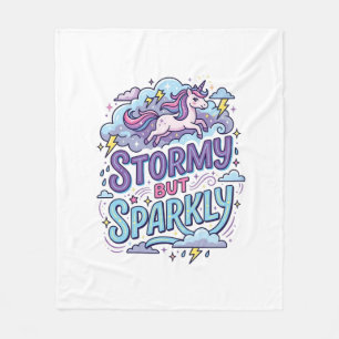 Unicorn Stormy but Sparkly Retro Style Cute Gift D Fleece Blanket