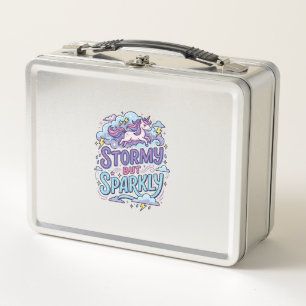 Unicorn Stormy but Sparkly Retro Style Cute Gift D Metal Lunch Box