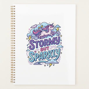 Unicorn Stormy but Sparkly Retro Style Cute Gift D Planner