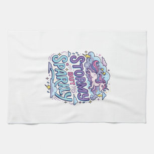 Unicorn Stormy but Sparkly Retro Style Cute Gift D Tea Towel